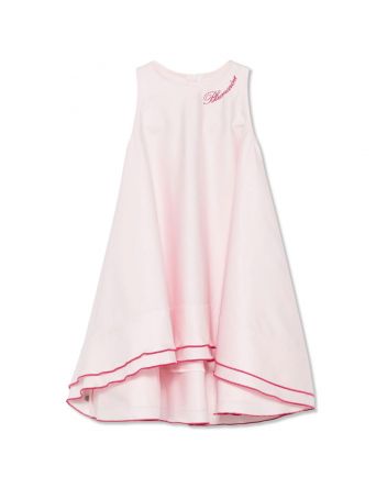 Girl Pink Cotton Logo-Ruffle Dress