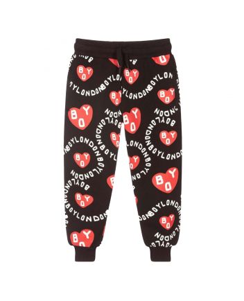 Boys Kids Heart Print Jogger Black - Unisex