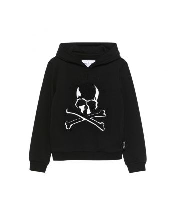 Unisex Black Rhinestone-Logo Hoodie
