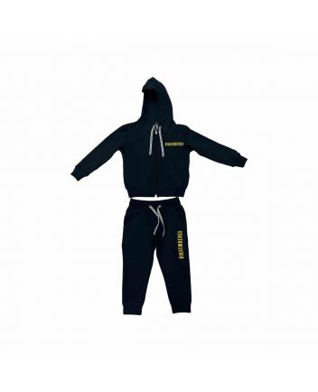 Boys Black Cotton Hoodie Tracksuit