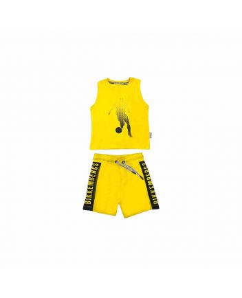 Boys Yellow Sleeveless Cotton Short Set