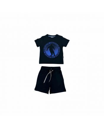 Boys Black Cotton Short Set