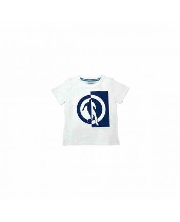Boys White Cotton Half Sleeves T-Shirt