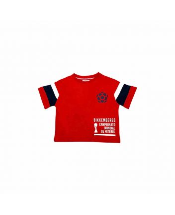 Boys Red Cotton Half Sleeves T-Shirt