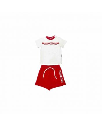 Baby Kids Red & White Cotton Short Set