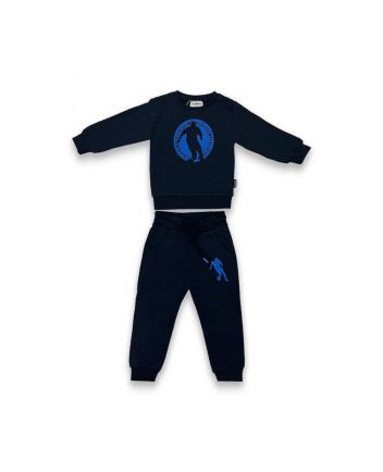 Boys Navy Blue Logo Print Tracksuit