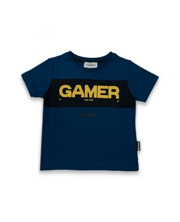 Boys Blue Gamer Print Half Sleeves T-Shirt