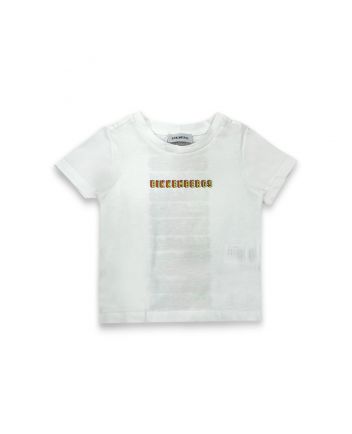 Kids White Logo Print Half Sleeves T-Shirt