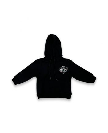 Boys Black Logo Print Hooded Sweatshirt