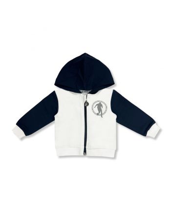 Baby Boys White Zip-Up Hoodie