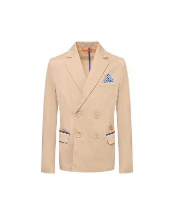 Boys Beige Logo-Patch Blazer