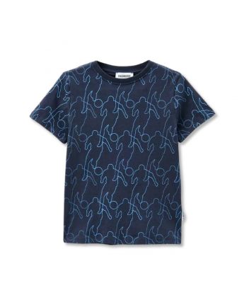 Boys Navy Blue Allover Logo-Print T-Shirt