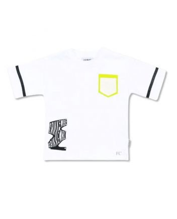 Boys White Neon Pocket Cotton T-Shirt