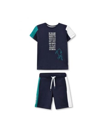 Boys Navy Blue Logo-Print Shorts Set