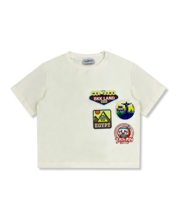 Boys Ivory Logo-Patch Cotton T-Shirt