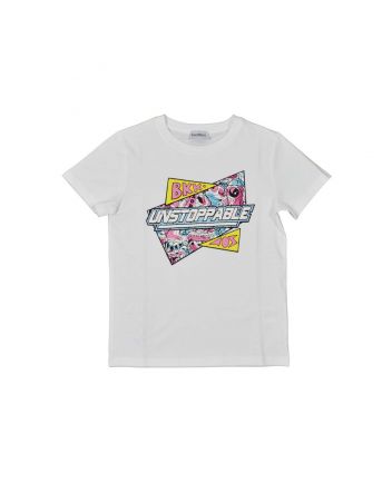 Boys White Graphic-Print Cotton T-Shirt