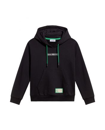 Boys Black Logo-Print Cotton Hoodie