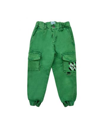 Boys Green Denim Cargo Trouser