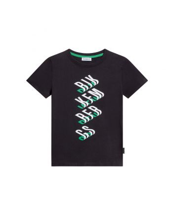 Boys Black Logo-Print Cotton T-Shirt