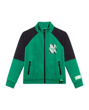 Boys Green Logo-Print Zip-Up Sweatshirt