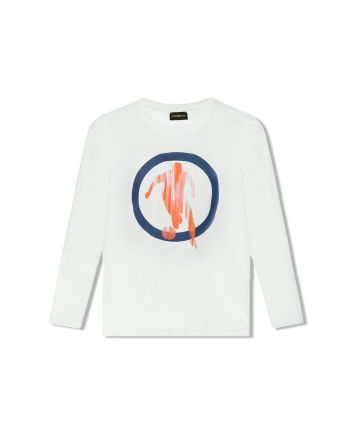 Boys White Logo-Print Cotton T-Shirt