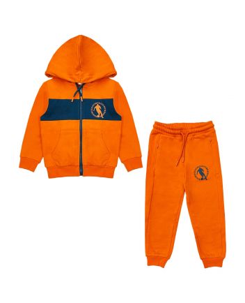 Boys Orange Logo-Print Tracksuit