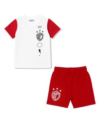 Boys White & Red Short Set