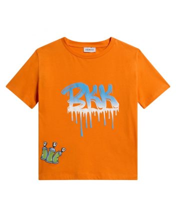Boys Orange Graphic Print T-shirt