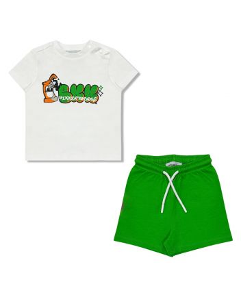 Baby Boys White & green Short Set