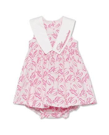 Baby Girls Pink All Over Logo-Print Dress