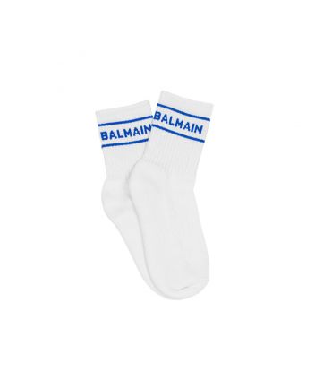 White Logo Print Socks