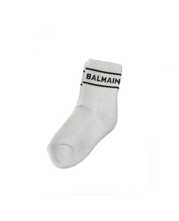 White Logo Print Socks