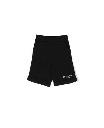 Boys Black Cotton Logo Shorts