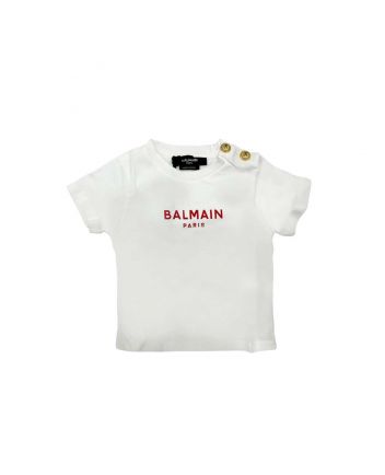 White Logo Print T-shirt For Baby Girls