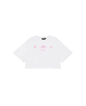 Girls White and Pink Logo T-Shirt