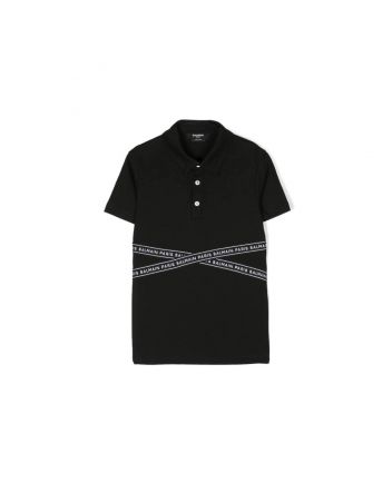 Boys Black Logo Polo T-shirt