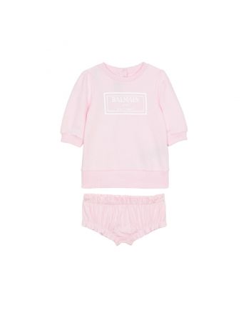Baby Girls Pink Logo Print T-Shirt Set