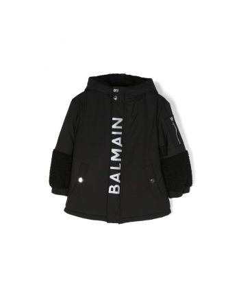 Boys Black Logo Print Padded Jacket