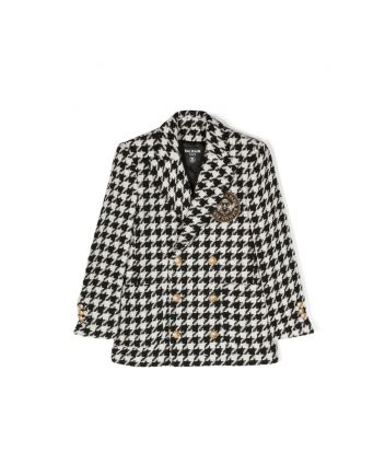 Girls White and Black Double Pattern Blazer