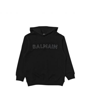Kids Black Embroidered Logo Hoodie