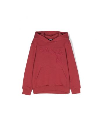 Kids Red Embroidered Logo Hoodie
