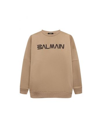 Kids Beige Logo Print Sweatshirt
