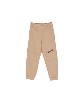 Boys Beige Embroidered Logo Track Pant