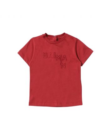 Baby Kids Red Embroidered Logo T-Shirt