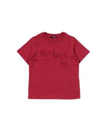 Kids Red Embroidered Logo T-Shirt