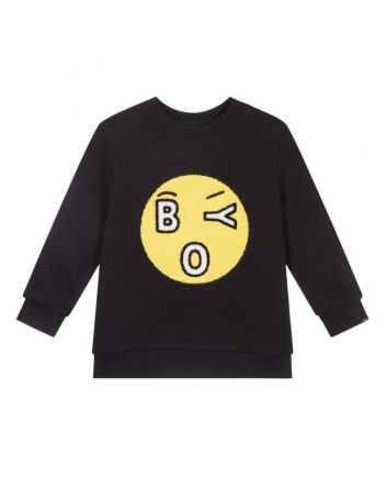 Black Emoji Cotton Sweatshirt - Unisex