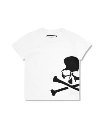 Unisex White Skull & Bones Print T-Shirt