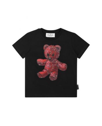 Unisex Black Teddy-Print Cotton T-Shirt