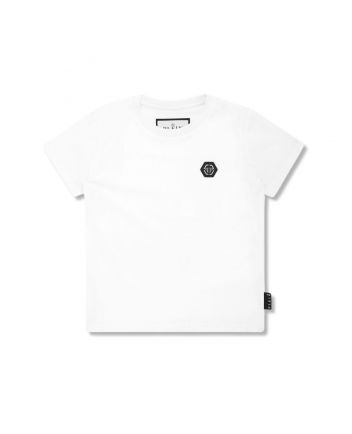 Unisex White Logo-Patch Cotton T-Shirt