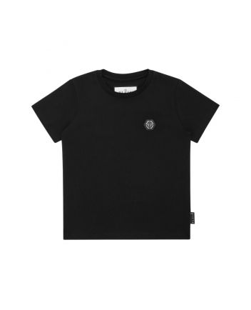 Unisex Black Logo-Patch Cotton T-Shirt